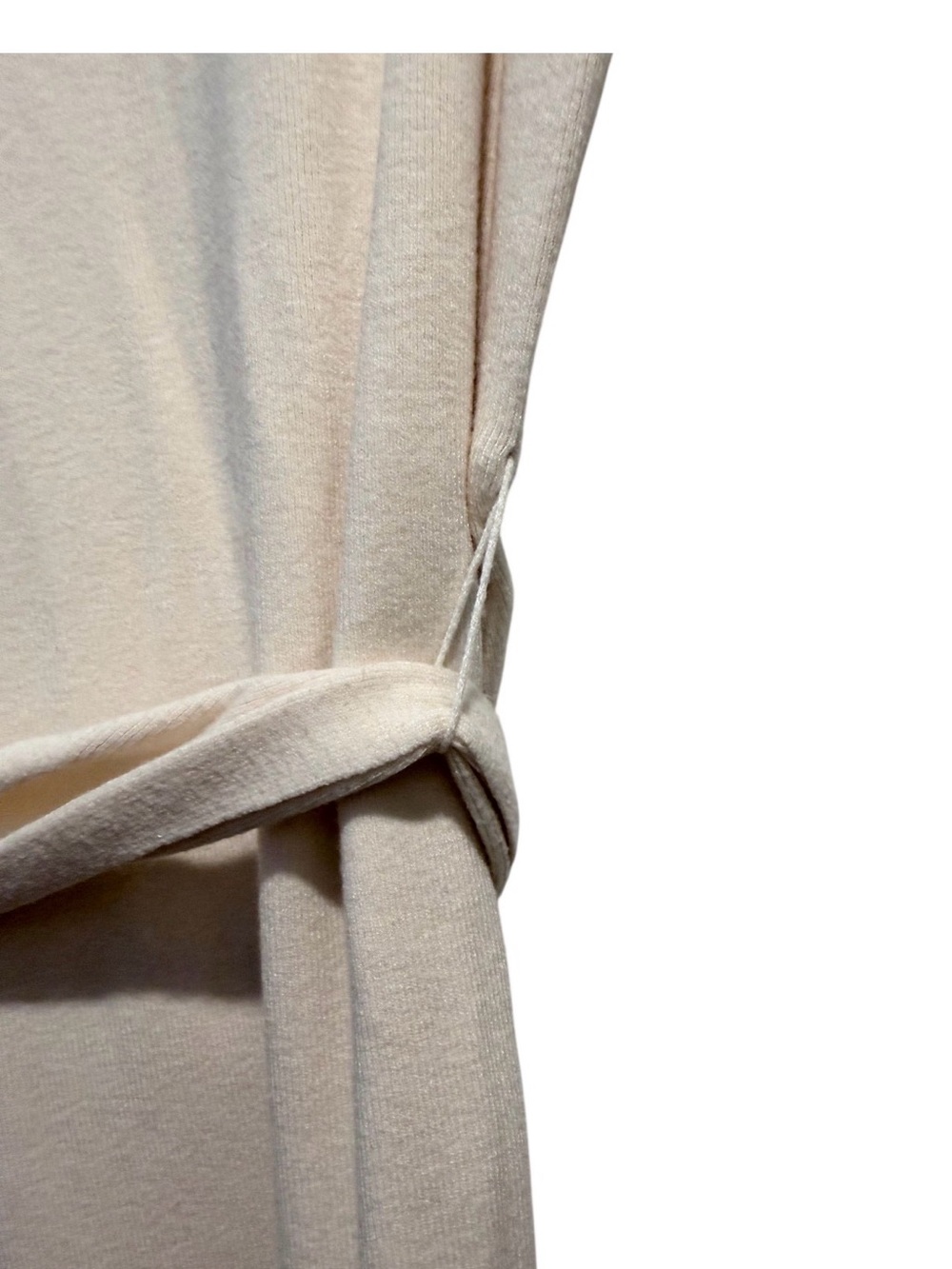 NWOT Sleeveless Cream V-Neck Tie-Waist Dress - Picture 7 of 8